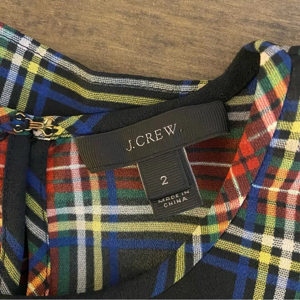 J. Crew Christmas Traditional Plaid Ruffle Blouse